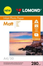Фотобумага Lomond 0102058 A4/280г/м2/50л./белый матовое для струйной печати Фотобумага Lomond 0102058 A4/280г/м2/50л./белый матовое для струйной печати