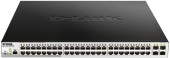 Коммутатор D-Link DGS-1210-52MP/ME/B 48x1Гбит/с 4SFP 48PoE 370W управляемый