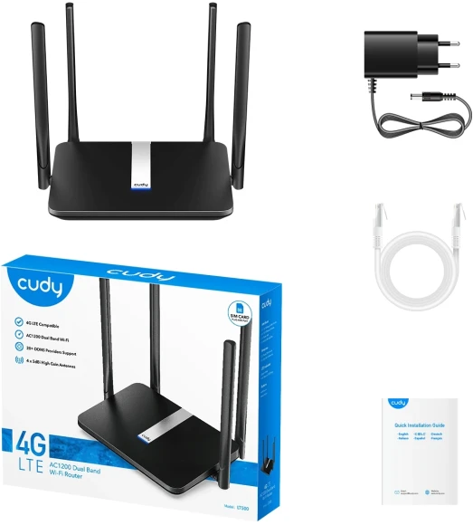 Роутер беспроводной Cudy LT500 AC1200 10/100BASE-TX/4G cat.4 черный Роутер беспроводной Cudy LT500 AC1200 10/100BASE-TX/4G cat.4 черный