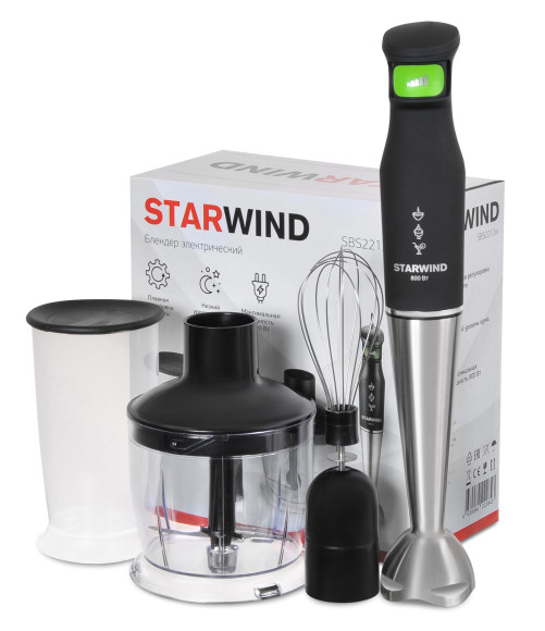 Блендер погружной Starwind SBS2212w 800Вт черный/зеленый