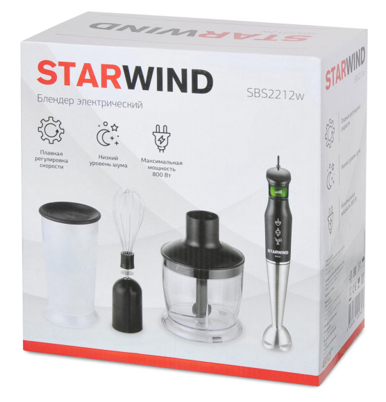 Блендер погружной Starwind SBS2212w 800Вт черный/зеленый