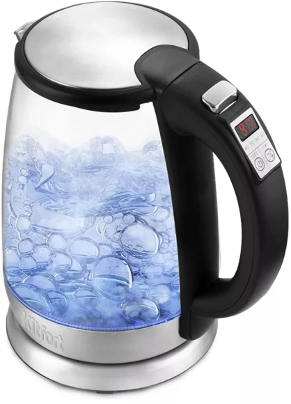 Чайник электрический Kitfort КТ-628 1.7л. 2200Вт серебристый корпус: стекло/металл/пластик