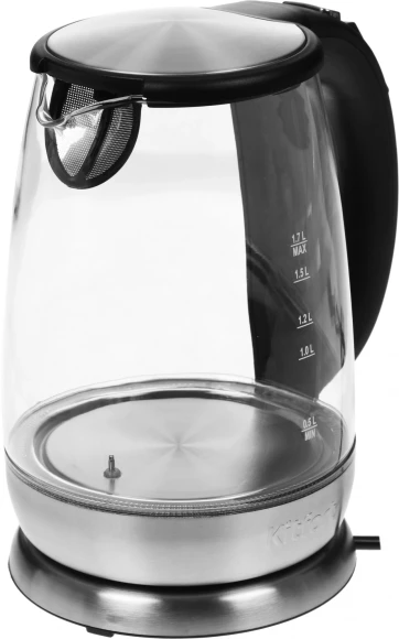 Чайник электрический Kitfort КТ-628 1.7л. 2200Вт серебристый корпус: стекло/металл/пластик