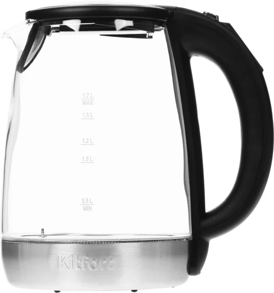 Чайник электрический Kitfort КТ-628 1.7л. 2200Вт серебристый корпус: стекло/металл/пластик