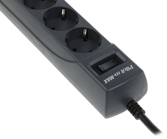 Сетевой фильтр Pilot m-MAX 10м (4 розетки) серый (коробка)