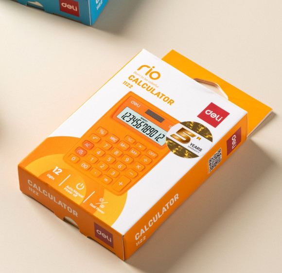 Калькулятор настольный Deli E1122/OR оранжевый 12-разр. Калькулятор настольный Deli E1122/OR оранжевый 12-разр.