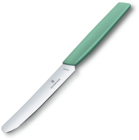 Нож кухонный Victorinox Swiss Modern (6.9006.1141) стальной столовый лезв.110мм прямая заточка мятный Нож кухонный Victorinox Swiss Modern (6.9006.1141) стальной столовый лезв.110мм прямая заточка мятный