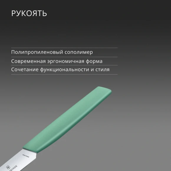 Нож кухонный Victorinox Swiss Modern (6.9006.1141) стальной столовый лезв.110мм прямая заточка мятный Нож кухонный Victorinox Swiss Modern (6.9006.1141) стальной столовый лезв.110мм прямая заточка мятный