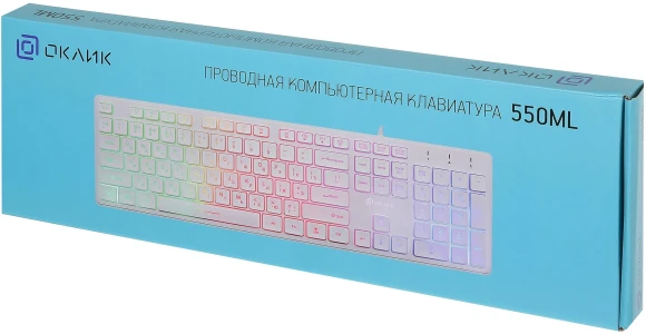 Клавиатура Оклик 550ML белый USB slim Multimedia LED Клавиатура Оклик 550ML белый USB slim Multimedia LED