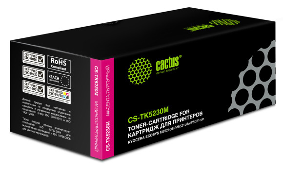 Картридж лазерный Cactus CS-TK5230M TK-5230M пурпурный (2200стр.) для Kyocera Ecosys M5521cdn/M5521cdw/P5021cdn/P5021cdw