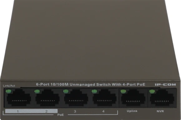 Коммутатор IP-Com F1106P-4-63W (L2) 6x100Мбит/с 4PoE 63W неуправляемый Коммутатор IP-Com F1106P-4-63W (L2) 6x100Мбит/с 4PoE 63W неуправляемый