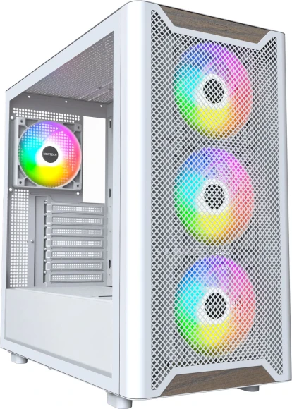 Корпус Montech XR Wood белый без БП ATX 3x120mm 2xUSB3.0 audio bott PSU