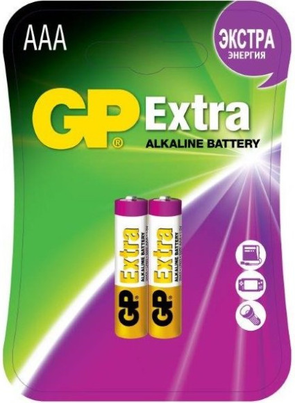 Батарея GP Extra Alkaline 24AX LR03 AAA (2шт) блистер Батарея GP Extra Alkaline 24AX LR03 AAA (2шт) блистер