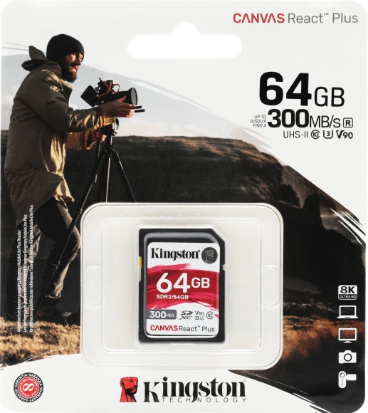 Флеш карта SDXC 64GB Kingston SDR2/64GB Canvas React Plus w/o adapter Флеш карта SDXC 64GB Kingston SDR2/64GB Canvas React Plus w/o adapter