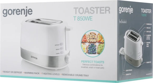 Тостер Gorenje T850WE 720Вт белый