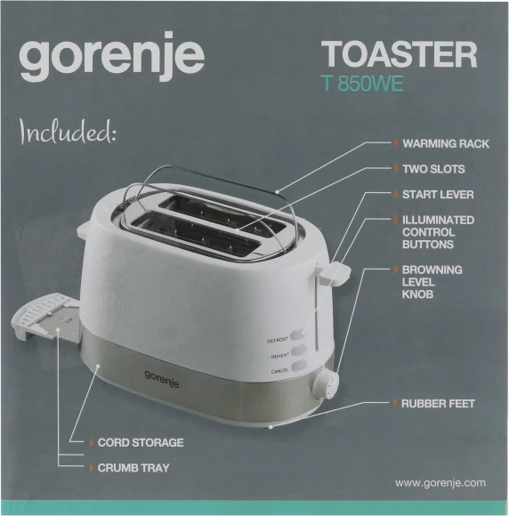 Тостер Gorenje T850WE 720Вт белый