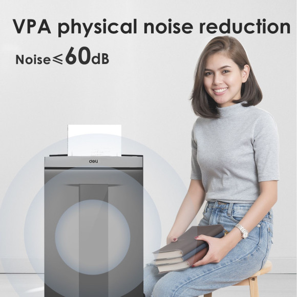 Шредер Deli ET096 серый с автоподачей (секр.P-5) фрагменты 16лист. 30лтр. скрепки скобы пл.карты CD Шредер Deli ET096 серый с автоподачей (секр.P-5) фрагменты 16лист. 30лтр. скрепки скобы пл.карты CD