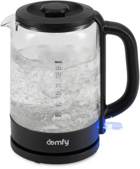 Чайник электрический Domfy DSB-EK304 1.7л. 2200Вт черный корпус: стекло/пластик