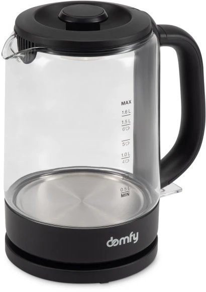 Чайник электрический Domfy DSB-EK304 1.7л. 2200Вт черный корпус: стекло/пластик