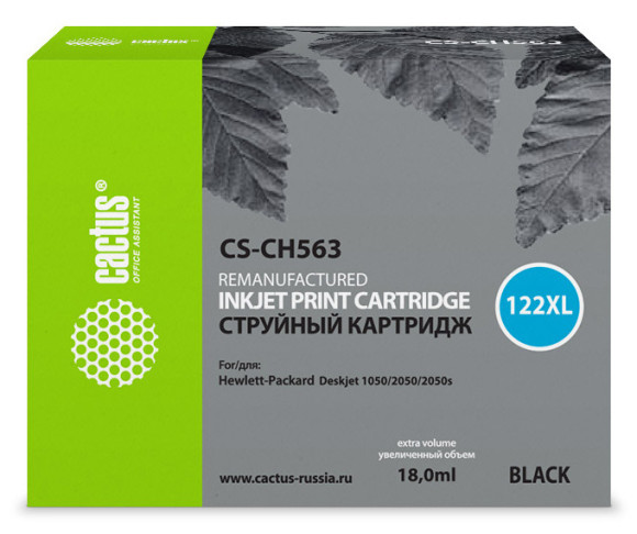 Картридж струйный Cactus CS-CH563 №122XL черный (18мл) для HP DJ 1050/2050/2050s с чипом