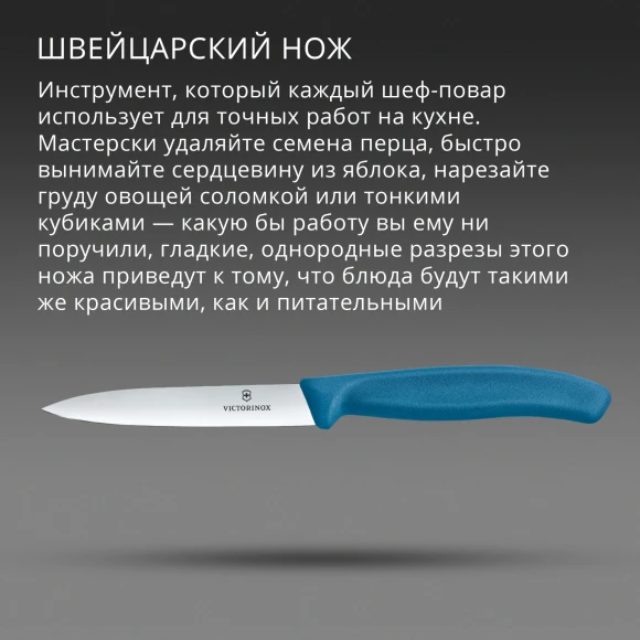 Нож кухонный Victorinox Swiss Classic (6.7702.C1) для овощей лезв.100мм прямая заточка синий