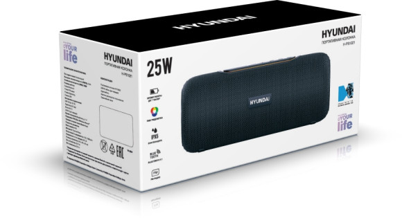 Колонка порт. Hyundai H-PS1021 черный/черный 25W 1.0 BT 10м 1500mAh Колонка порт. Hyundai H-PS1021 черный/черный 25W 1.0 BT 10м 1500mAh