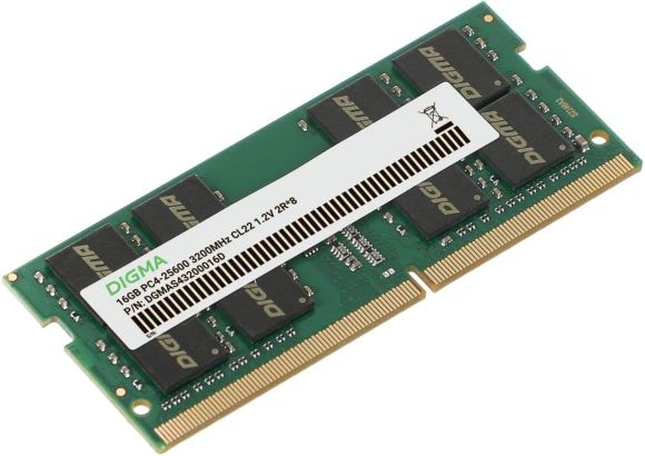 Память DDR4 16Gb 3200MHz Digma DGMAS43200016D RTL PC4-25600 CL22 SO-DIMM 260-pin 1.2В dual rank Ret Память DDR4 16Gb 3200MHz Digma DGMAS43200016D RTL PC4-25600 CL22 SO-DIMM 260-pin 1.2В dual rank Ret
