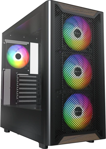 Корпус Montech XR Wood черный без БП ATX 3x120mm 2xUSB3.0 audio bott PSU