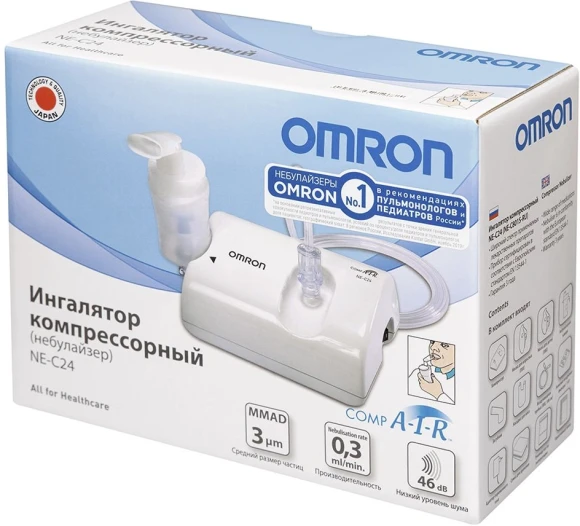 Ингалятор Omron NE-C24 (NE-C801S-RU) компрессорный стационарный белый
