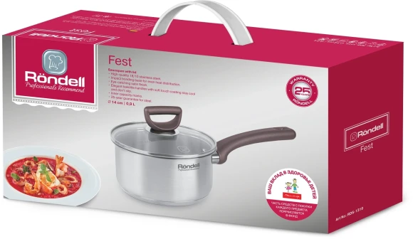 Ковш Rondell Fest RDS-1319 0.9л. d=14см (с крышкой) стальной