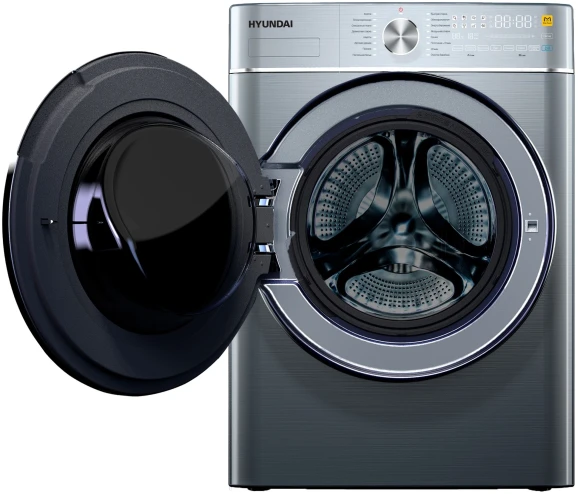 Стиральная машина Hyundai WMD9413 класс: B загр.фронтальная макс.:10кг (с сушкой) темно-серебристый инвертор