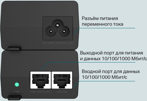 Инжектор PoE+ TP-Link POE160S 10/100/1000BASE-T 30Вт 100-240В(АС)