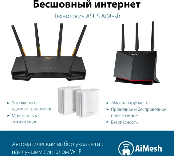 Роутер беспроводной Asus TUF-AX4200 AX4200 10/100/1000/2500BASE-TX/4G ready черный Роутер беспроводной Asus TUF-AX4200 AX4200 10/100/1000/2500BASE-TX/4G ready черный