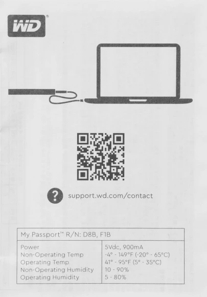 Жесткий диск WD USB3.2 Gen1 4TB WDBPKJ0040BRD-WESN My Passport 2.5" красный