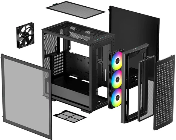 Корпус Deepcool CK560 черный без БП ATX 3x120mm 4x140mm 2xUSB3.0 audio bott PSU Корпус Deepcool CK560 черный без БП ATX 3x120mm 4x140mm 2xUSB3.0 audio bott PSU