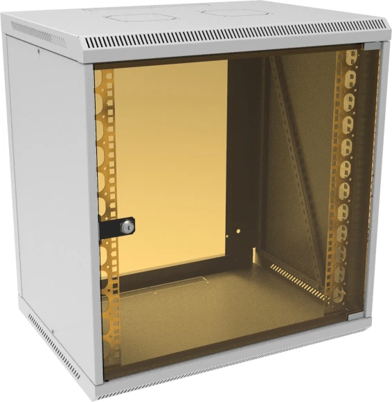 Шкаф коммутационный Suprlan (05-1503) настенный 15U 600x450мм пер.дв.стекл направл.под закл.гайки 70кг светло-серый 25.1кг 750мм металл