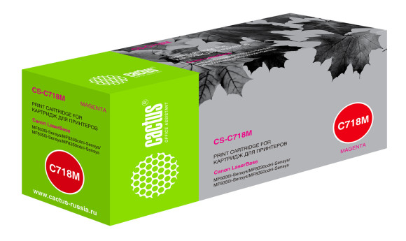 Картридж лазерный Cactus CS-C718M 718 M пурпурный (2900стр.) для Canon i-Sensys MF8330/MF8340/MF8350/MF8360/MF8540/MF8580/LBP7200/7210/7660/7680