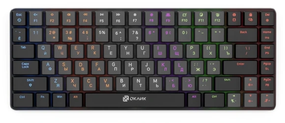 Клавиатура Оклик K615X механическая серый/серебристый USB slim Multimedia for gamer LED (1934413)