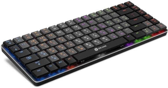 Клавиатура Оклик K615X механическая серый/серебристый USB slim Multimedia for gamer LED (1934413)