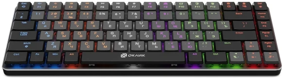 Клавиатура Оклик K615X механическая серый/серебристый USB slim Multimedia for gamer LED (1934413)