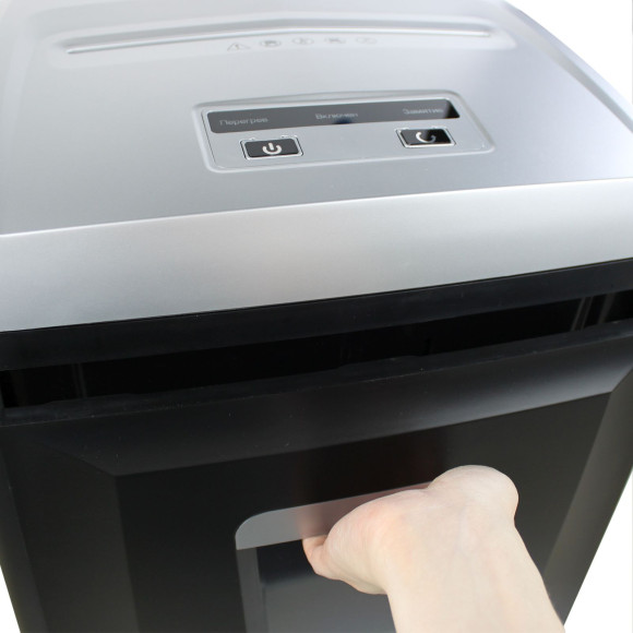 Шредер Heleos УП21-7 черный/серебристый (секр.P-7) фрагменты 6лист. 23лтр. пл.карты CD Шредер Heleos УП21-7 черный/серебристый (секр.P-7) фрагменты 6лист. 23лтр. пл.карты CD