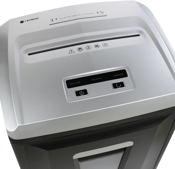 Шредер Heleos УП21-7 черный/серебристый (секр.P-7) фрагменты 6лист. 23лтр. пл.карты CD Шредер Heleos УП21-7 черный/серебристый (секр.P-7) фрагменты 6лист. 23лтр. пл.карты CD