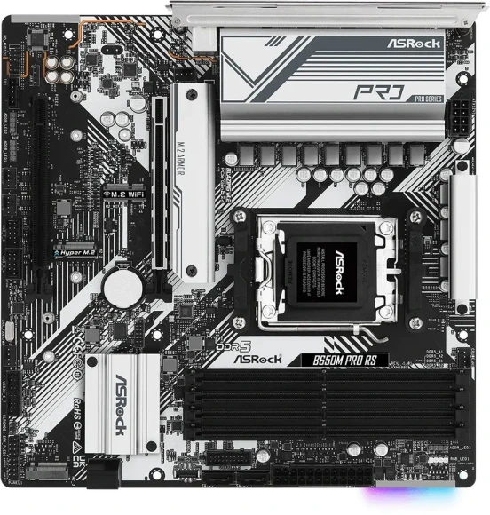Материнская плата Asrock B650M PRO RS Socket AM5 AMD B650 4xDDR5 mATX AC`97 8ch(7.1) 2.5Gg RAID+HDMI+DP Материнская плата Asrock B650M PRO RS Socket AM5 AMD B650 4xDDR5 mATX AC`97 8ch(7.1) 2.5Gg RAID+HDMI+DP