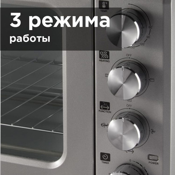 Мини-печь Red Solution RO-5701 33л. 1600Вт серебристый Мини-печь Red Solution RO-5701 33л. 1600Вт серебристый