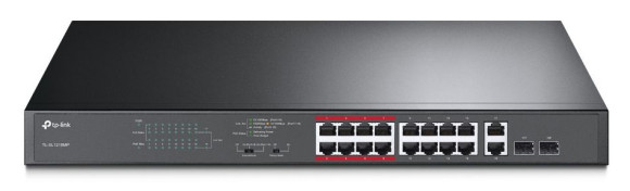 Коммутатор TP-Link TL-SL1218MP (L2) 16x100Мбит/с 2x1Гбит/с 2xКомбо(1000BASE-T/SFP) 16PoE+ 192W неуправляемый