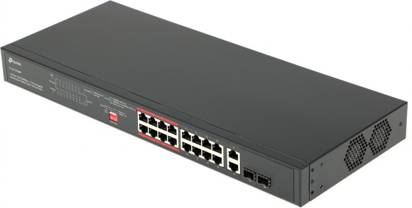 Коммутатор TP-Link TL-SL1218MP (L2) 16x100Мбит/с 2x1Гбит/с 2xКомбо(1000BASE-T/SFP) 16PoE+ 192W неуправляемый
