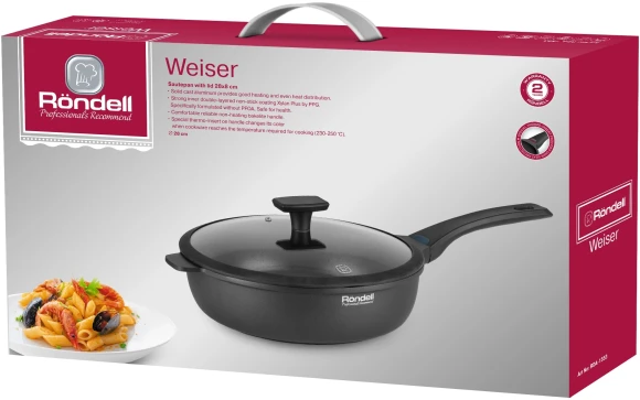 Сотейник Rondell Weiser RDA-1553 4.1л. d=28см (с крышкой) черный