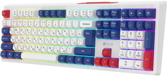 Клавиатура Оклик 725G белый/красный USB Multimedia for gamer LED (2070294) кабель 1.8м Клавиатура Оклик 725G белый/красный USB Multimedia for gamer LED (2070294) кабель 1.8м