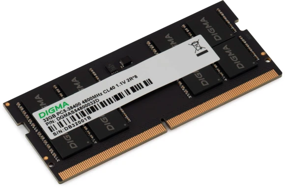 Память DDR5 32GB 4800MHz Digma DGMAS54800032D RTL PC5-38400 CL40 SO-DIMM 262-pin 1.1В dual rank Ret Память DDR5 32GB 4800MHz Digma DGMAS54800032D RTL PC5-38400 CL40 SO-DIMM 262-pin 1.1В dual rank Ret
