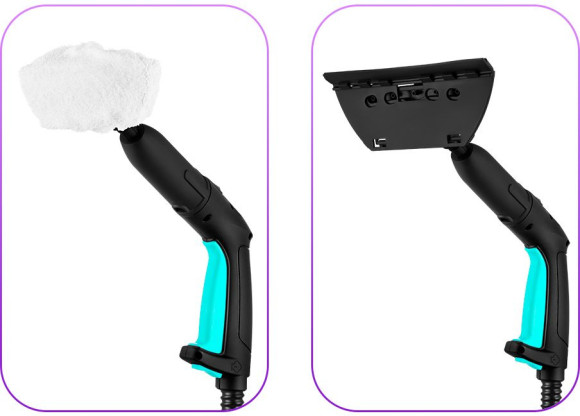 Пароочиститель напольный Kitfort КТ-9137-2 1800Вт черный/бирюзовый